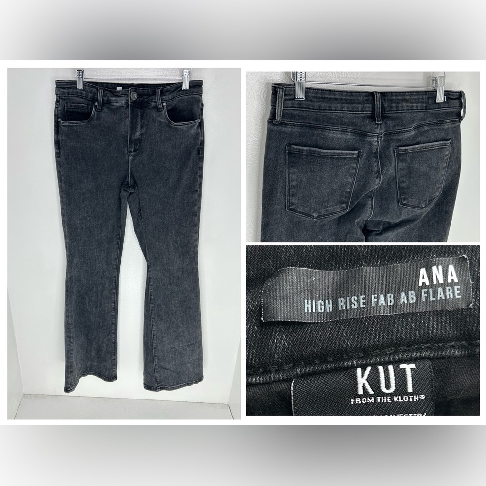 Kut From The Kloth Ana High Rise Fab‎ Ab Flare Jeans Size 8 Black Denim 31X32